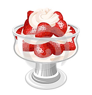 Dessert with strawberry and whipped cream.