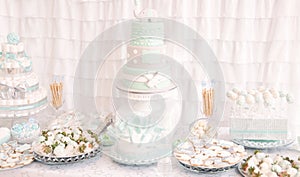 Dessert table decoration for a baby shower cute party