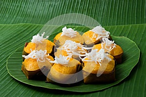 Dessert Thai sweet sugar palm cake with Coconut