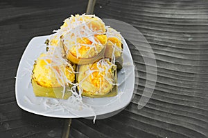 Dessert thai sweet sugarpalm cake with coconut