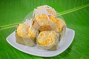Dessert thai sweet sugarpalm cake with coconut