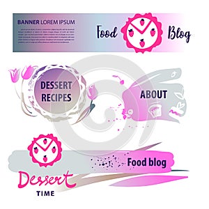 Dessert time. Concept template banner, poster, flyer for food bl