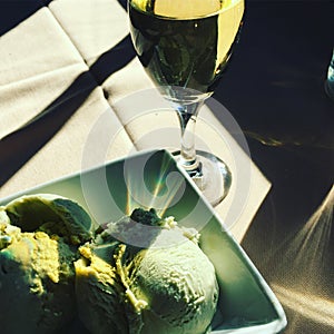 Dessert Wine with gelato