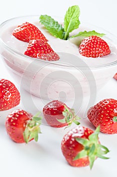 Dessert with yoghurt and strawberrys