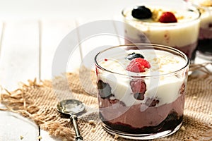Dessert with yogurt and fresh fruit