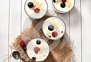 Dessert with yogurt and fresh fruit