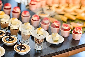 Desserts in the buffet line. For event party photo