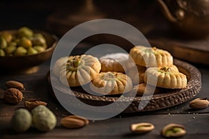 Desserts Eid al-Fitr, Eid al Adha Kahk (Eid Cookies) Arabic filled Pistachio or nut photo