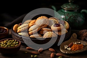 Desserts Eid al-Fitr, Eid al Adha Kahk (Eid Cookies) Arabic filled Pistachio or nut photo