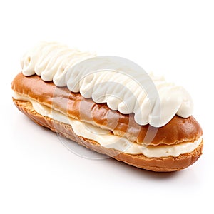 desserts with this exquisite eclair isolated on a pristine white background