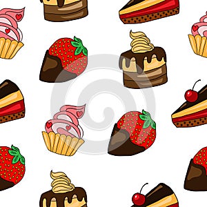 Desserts seamless pattern