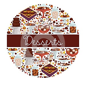 Desserts sweet dishes and bakery, chocolate and cookies