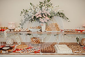 Desserts sweet table at the wedding