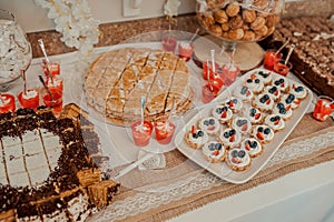 Desserts sweet table at the wedding