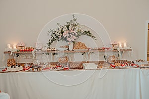 Desserts sweet table at the wedding