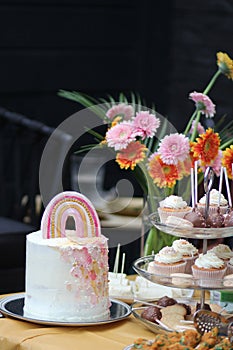 desserttable with birthdaycake