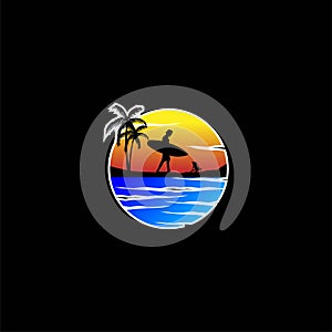 Surf Hawaii Beach Sea Sport Vacation Holiday logo design