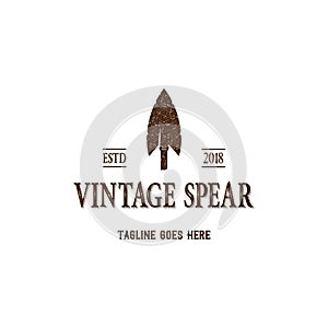 Vintage Retro Rustic Arrowhead Spear Hunting Hipster Logo Design Vector photo