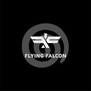 Initial Letter FF Flying Falcon Bird Eagle Hawk Typography Logo Design Vector