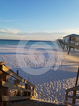 Destin,fl boardwalk sunset and white sand