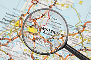 Destination - Amsterdam (magnifying glass)