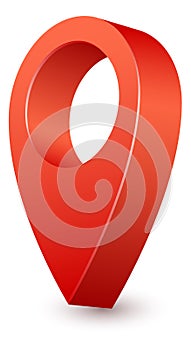 Destination pointer. Map tag icon. Realistic red pin