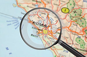 Destination - Roma (with magnifying glass)