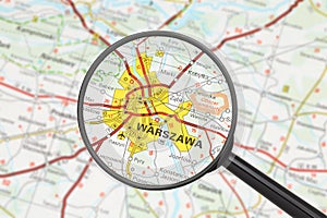 Destination - Warsaw (with magnifying glass)