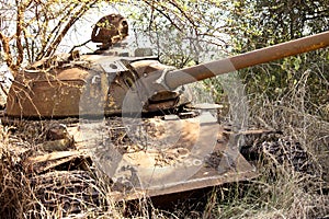 Destoyed tank in South Sudan