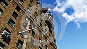 Destroyed abandoned apartment building