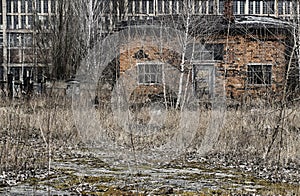 Destroyed and abandoned industrial buildings