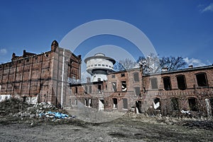 Destroyed and abandoned industrial buildings