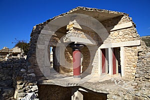 Ruins of an ancient Greek Palace and a stone labyrinth of the Minotaur on the island of Crete