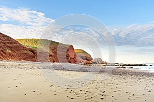 Destroyed arch in Legzira beach. Morocco