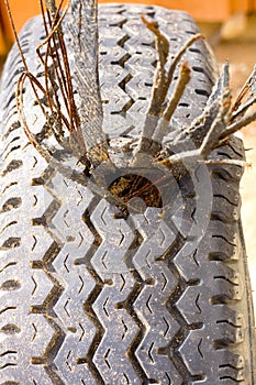 Destroyed automotive tire