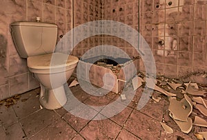 The destroyed bathroom
