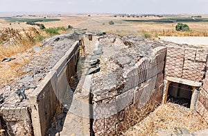 The destroyed battle tower that has remained since the War of the Doomsday Yom Kippur War  on the Golan Heights in Israel