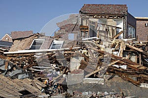 Destroyed beach house in the aftermath of Hurricane Sandy in Far Rockaway, New York