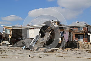 Destroyed beach house four months after Hurricane Sandy