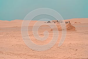 Destroyed Berber buildings in the northern Sahara Desert, Tunisia