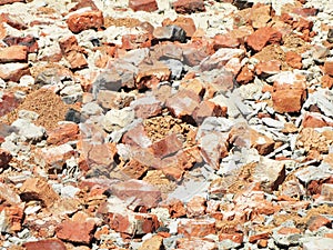 Destroyed brick building on a bright day