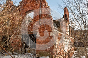 Destroyed brick building