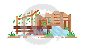 Destroyed Bridge - Disaster Broken Infrastructure, vector design Generative AI