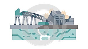 Destroyed Bridge Disaster Infrastructure, vector design Generative AI