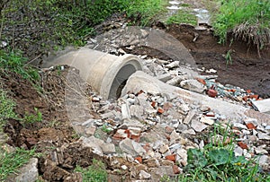 Destroyed bridge after flooding