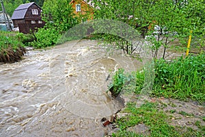 Destroyed bridge after flooding