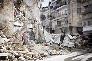 Destroyed building Aleppo.