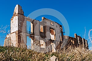 Destroyed building in Belchite old town during spanish war