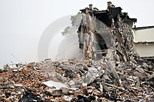 Destroyed building, debris. Series photo