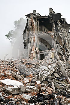 Destroyed building, debris. Series